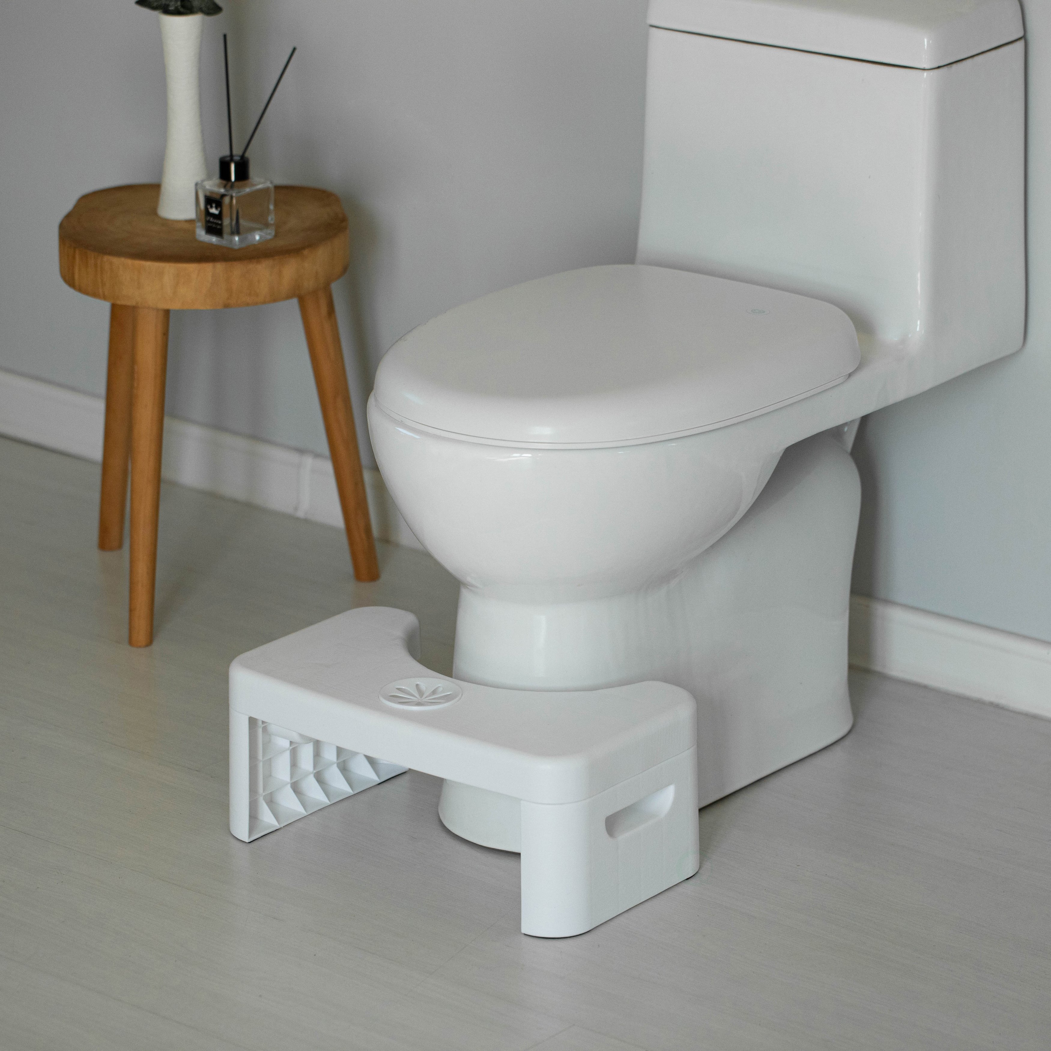Portable Squatting Bathroom Potty Stool, White Poop Foot Stool, 6.25” Toilet Assistance Foldable Step Stool With Freshener Space