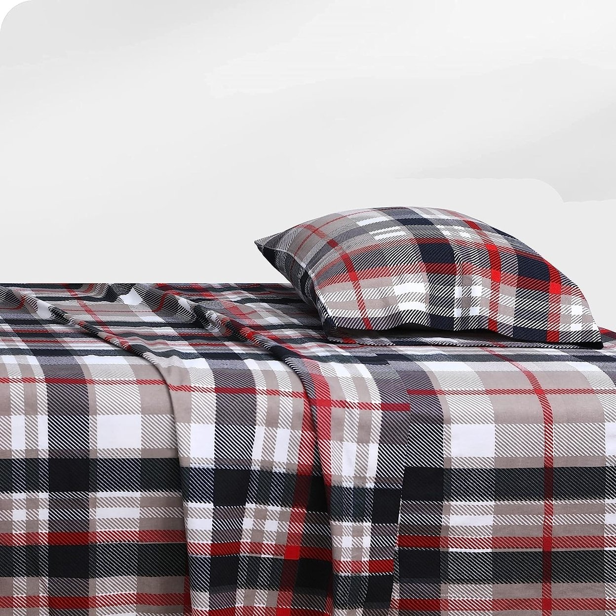 Bibb Home Printed Flannel 4 Piece Sheet Set 100% Cotton Soft Twin Queen King