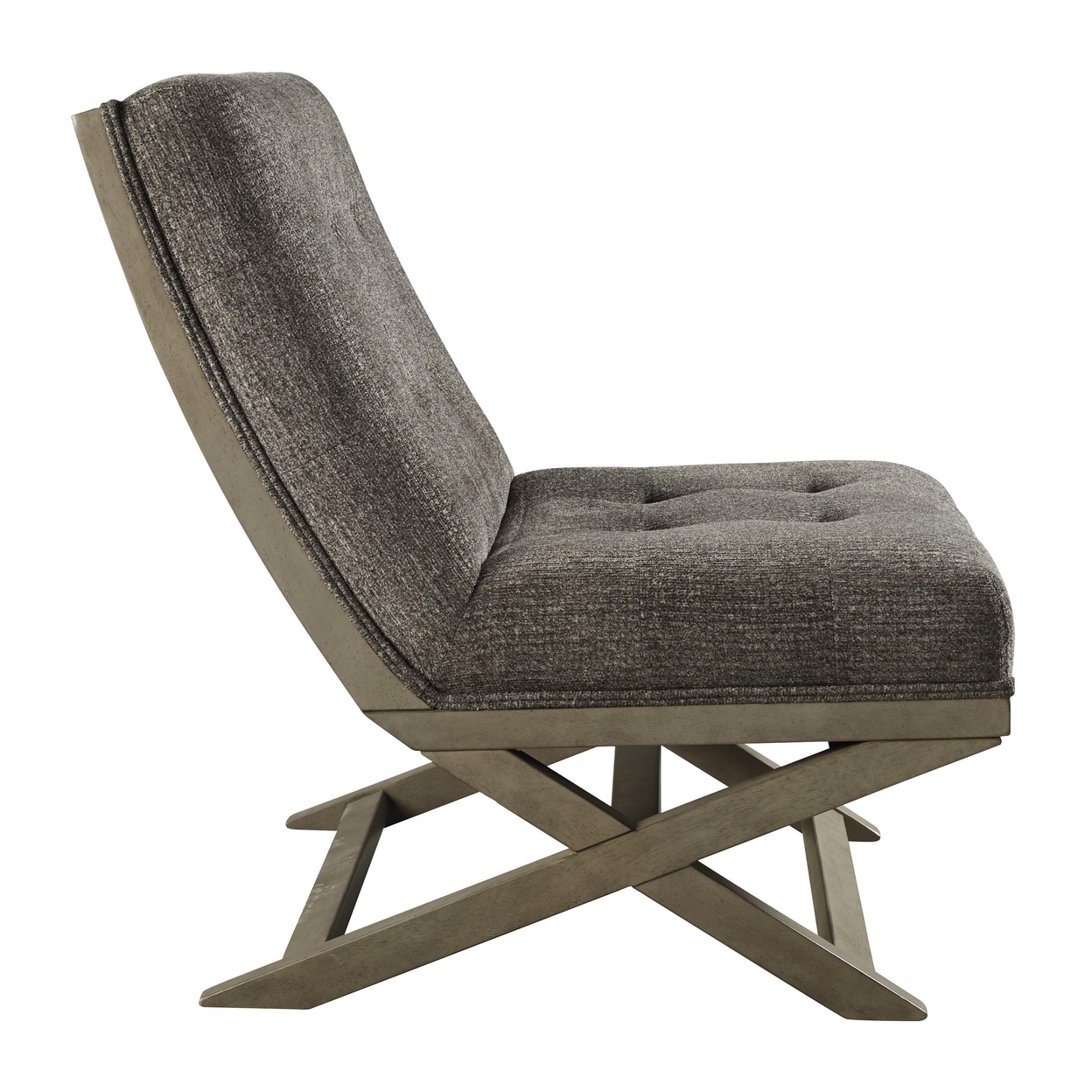 X Frame Base Wooden Accent Chair With Padded Seat And Back, Brown And Gray- Saltoro Sherpi