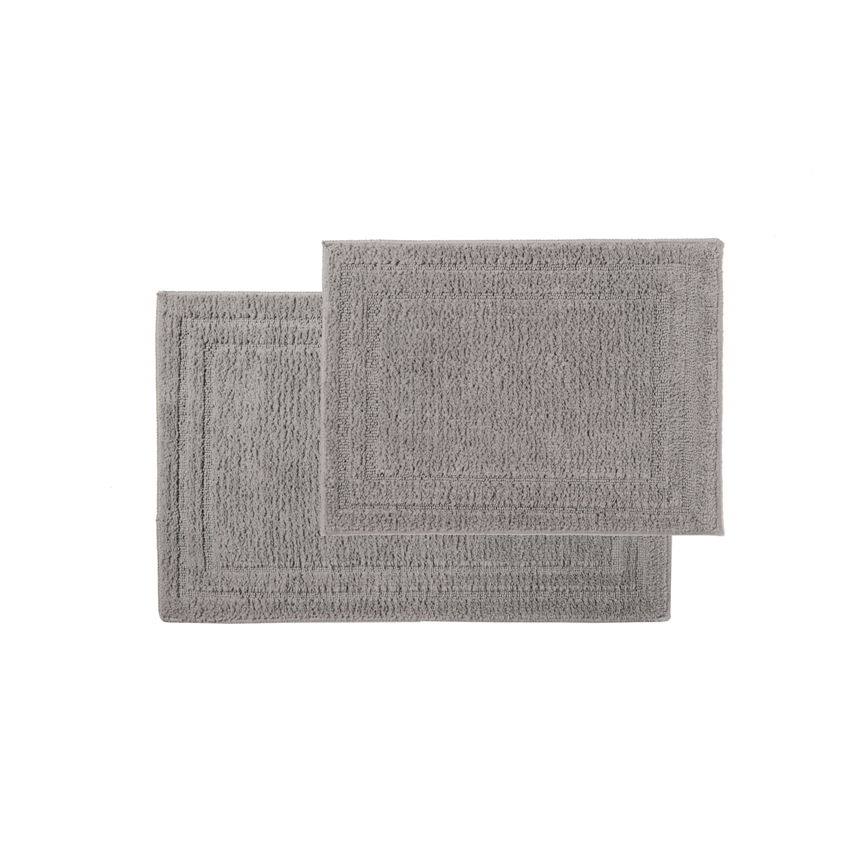 Bibb Home Microfiber Shag Bath Mat Set 2 Piece Anti-Skid Super-Absorbent Grey