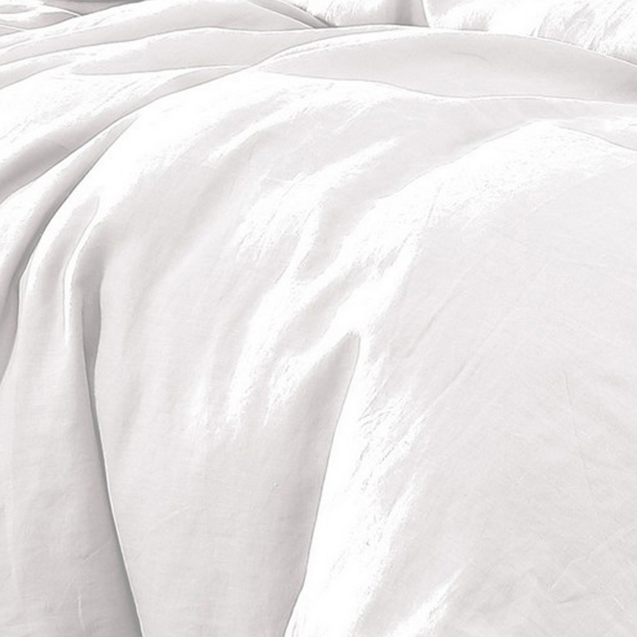 Edge 3 Piece Twin Size Duvet Comforter Set, Washed Linen, Clean White - Saltoro Sherpi