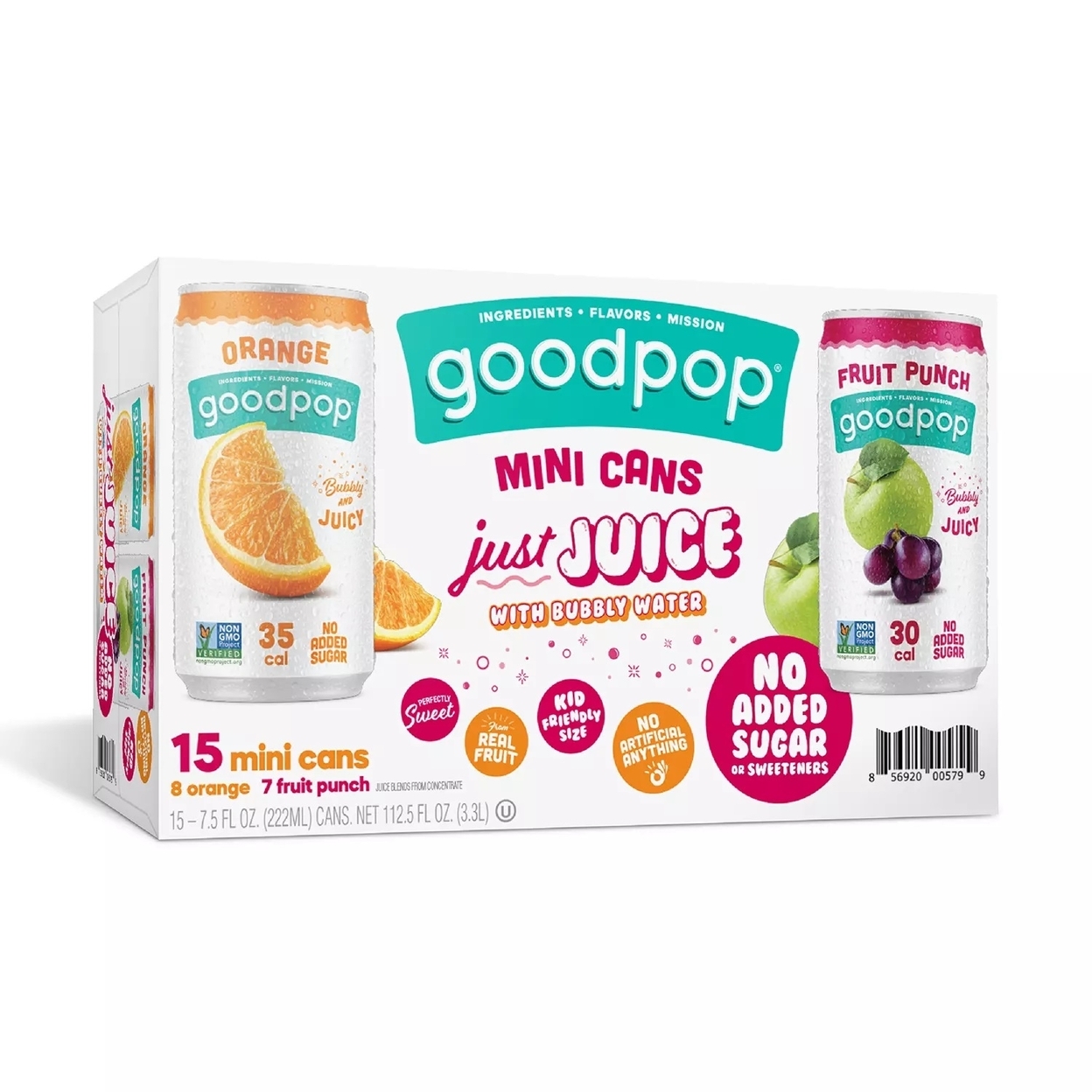 GoodPop Sparkling Juice Mini Cans Variety Pack, 7.5 Fluid Ounce (Pack Of 15)