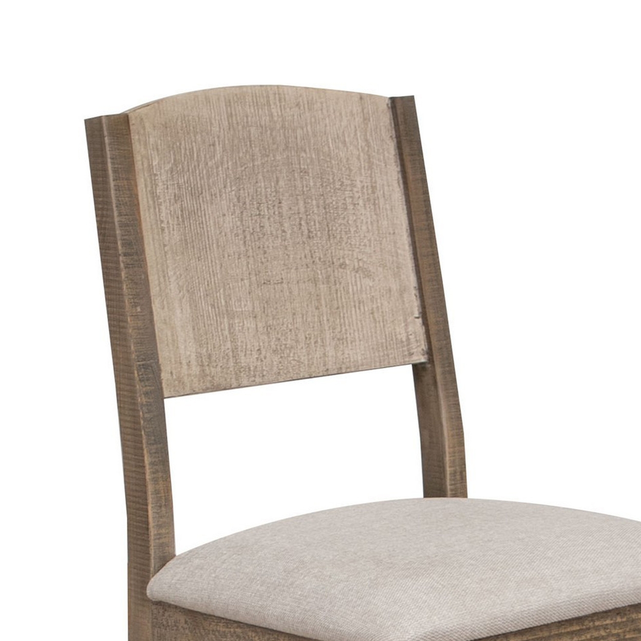 Aose 22 Inch Dining Chair Set Of 2, Pine Wood, Rustic Brown, Gray Fabric - Saltoro Sherpi