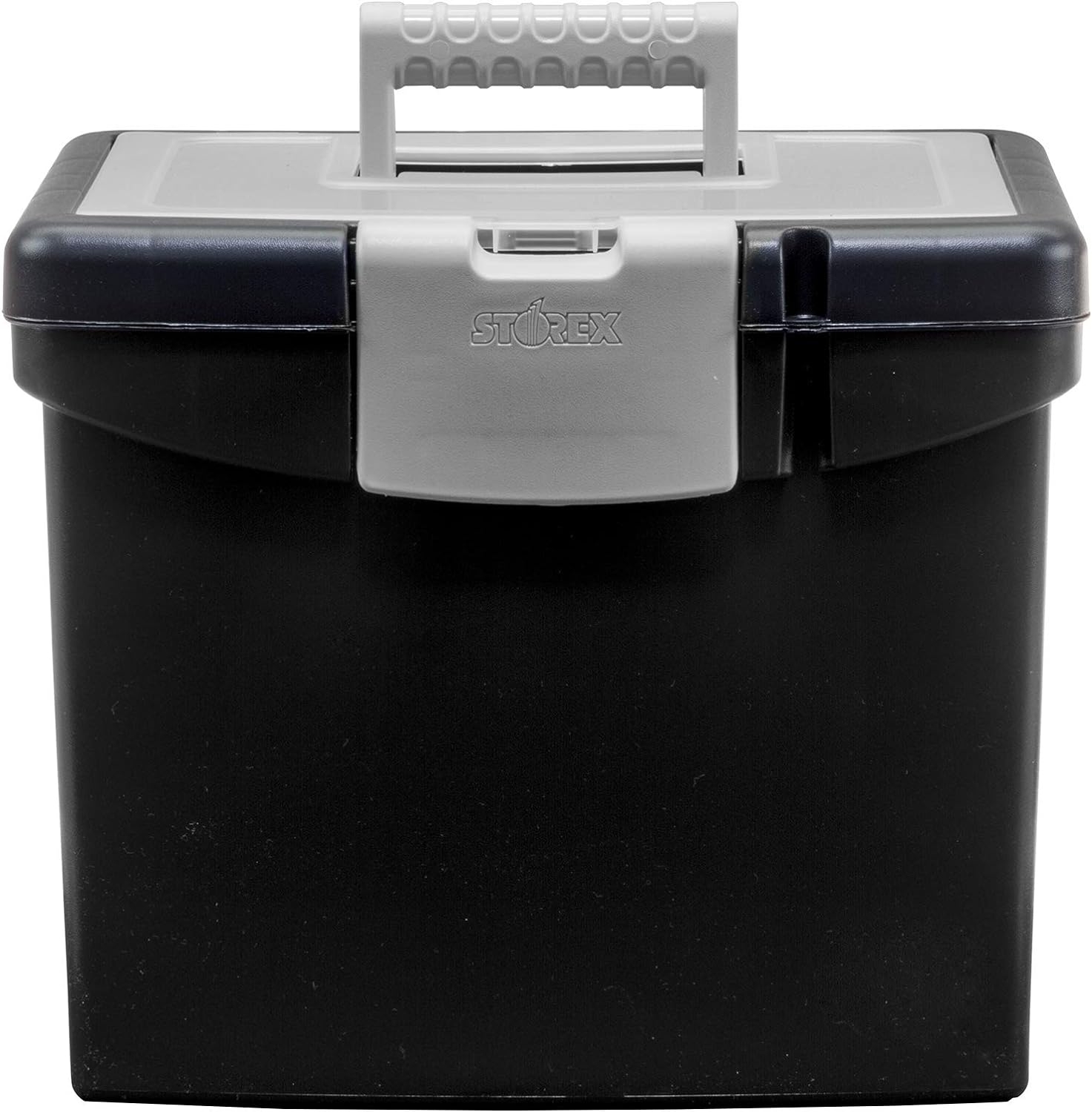 Storex Portable File Box With XL Lid, Black