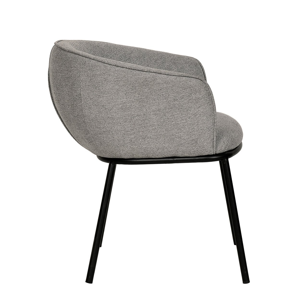 25 Inch Dining Chair, Gray Polyester, Black Metal Frame, Cushioned Seat- Saltoro Sherpi