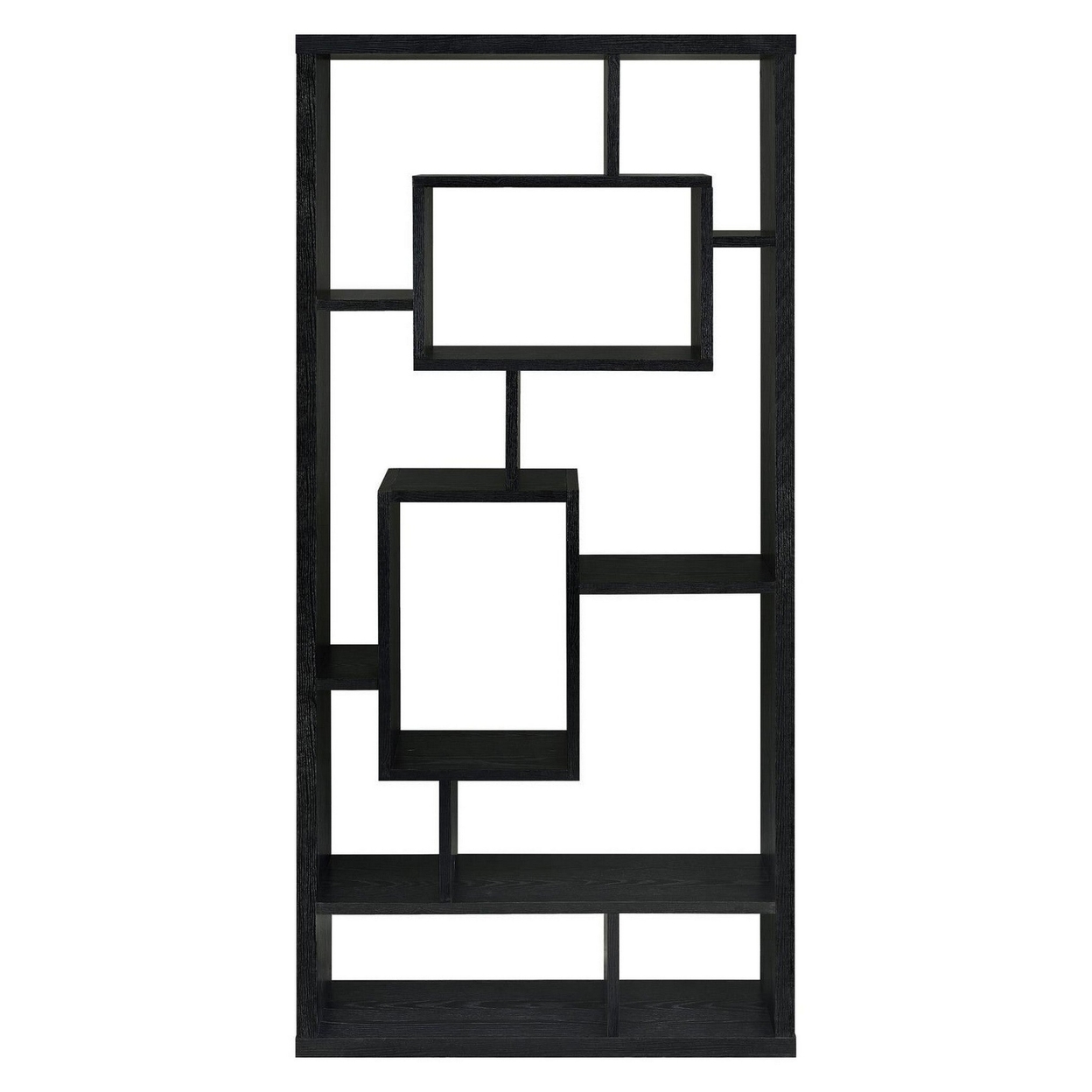 Asymmetrical Cube Black Book Case With Shelves- Saltoro Sherpi