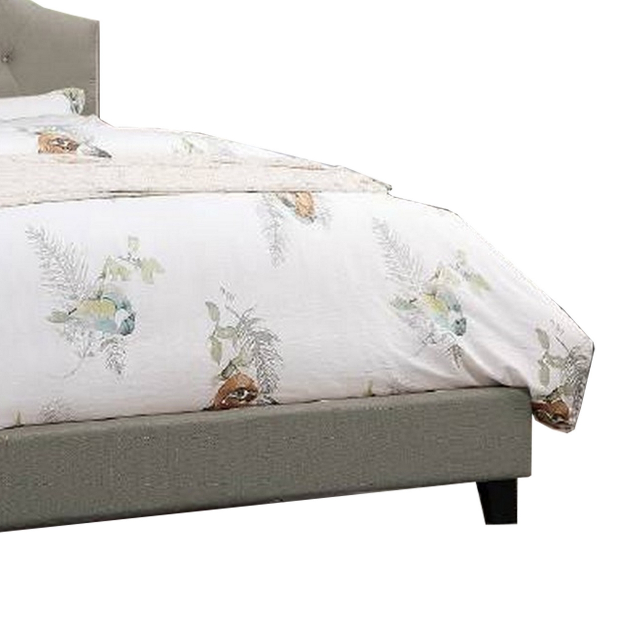 Eni Upholstered California King Size Bed, Tufted Adjustable Headboard, Gray- Saltoro Sherpi