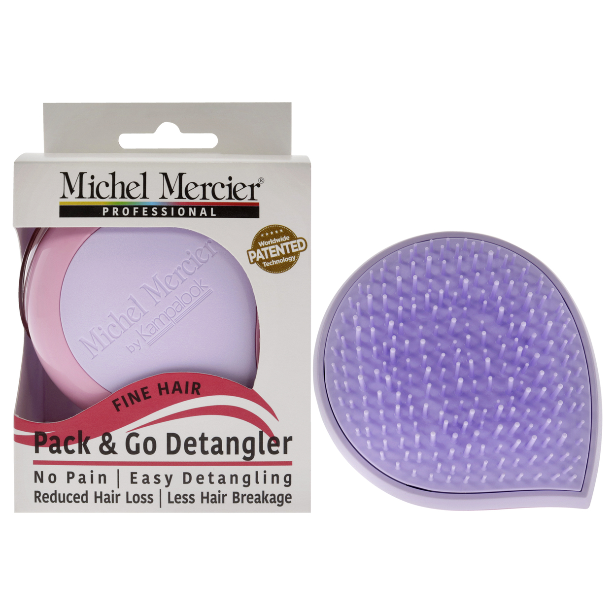 Michel Mercier Pack And Go Detangler Fine Hair - Purple-Pink Hair Brush 1 Pc