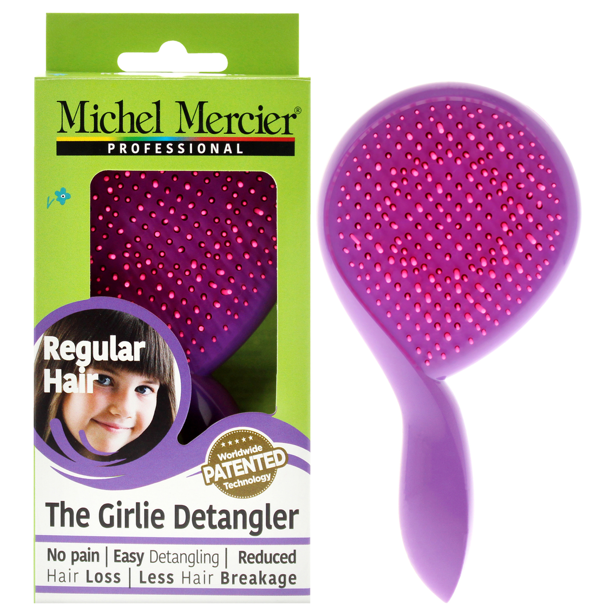 Michel Mercier The Girlie Detangler Brush Regular Hair - Pink-Purple Hair Brush 1 Pc