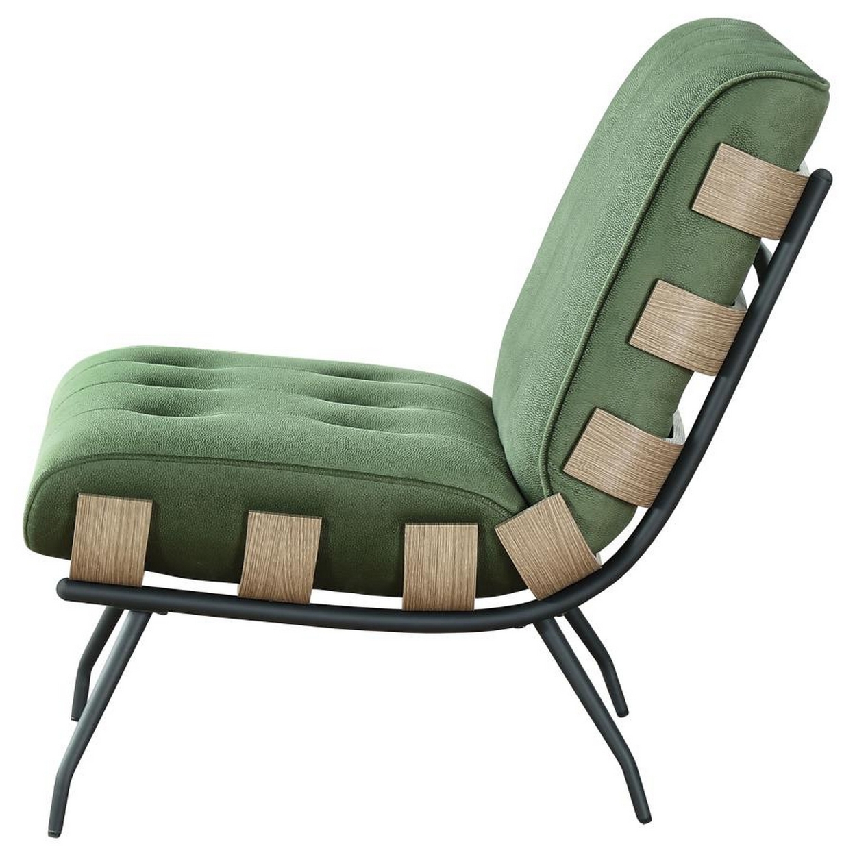 Nain 35 Inch Accent Chair, Oversized Cushion Tufted Back, Green Upholstery -Saltoro Sherpi