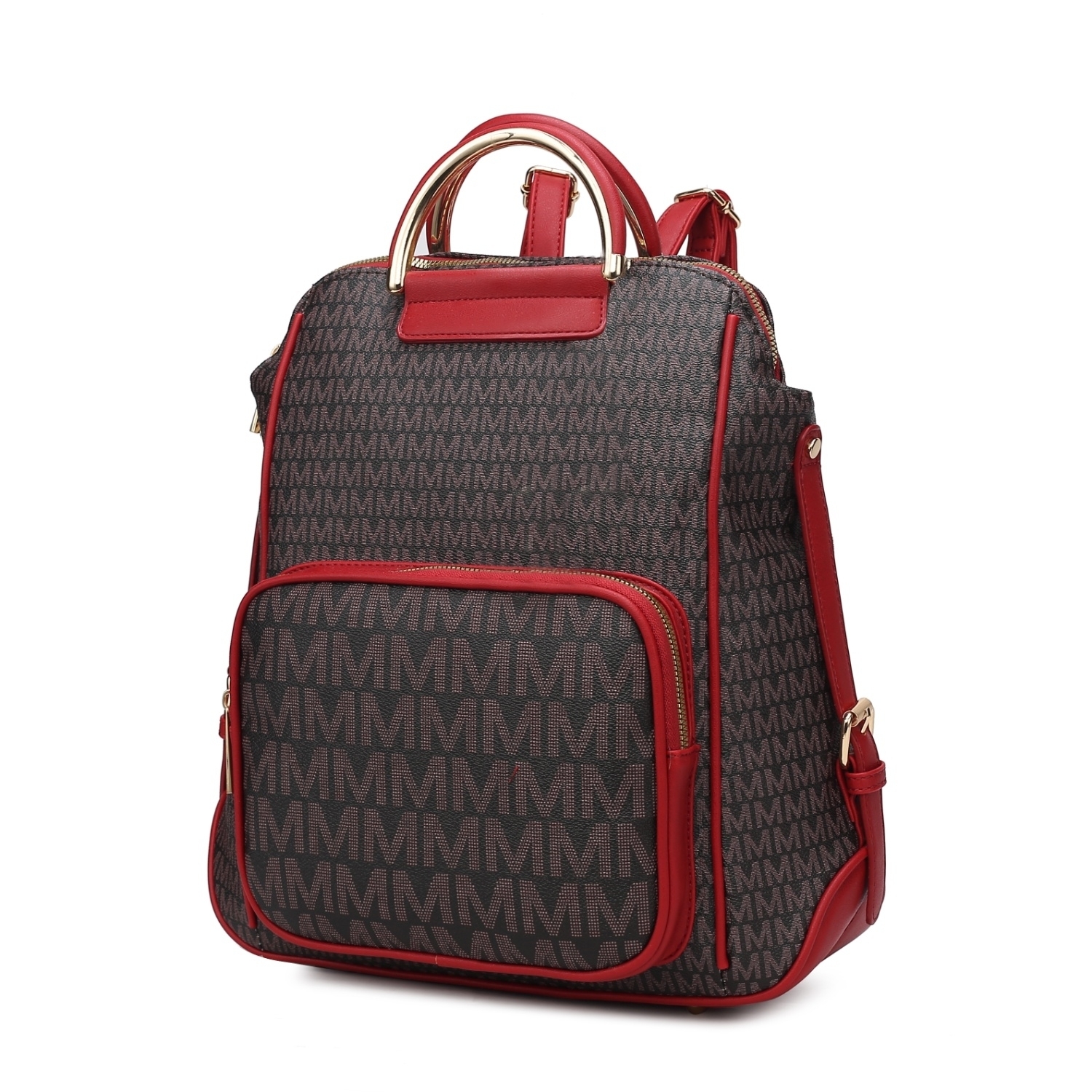 MKF Collection June M Logo Printed Vegan Leather Women's Backpack By Mia K - Red