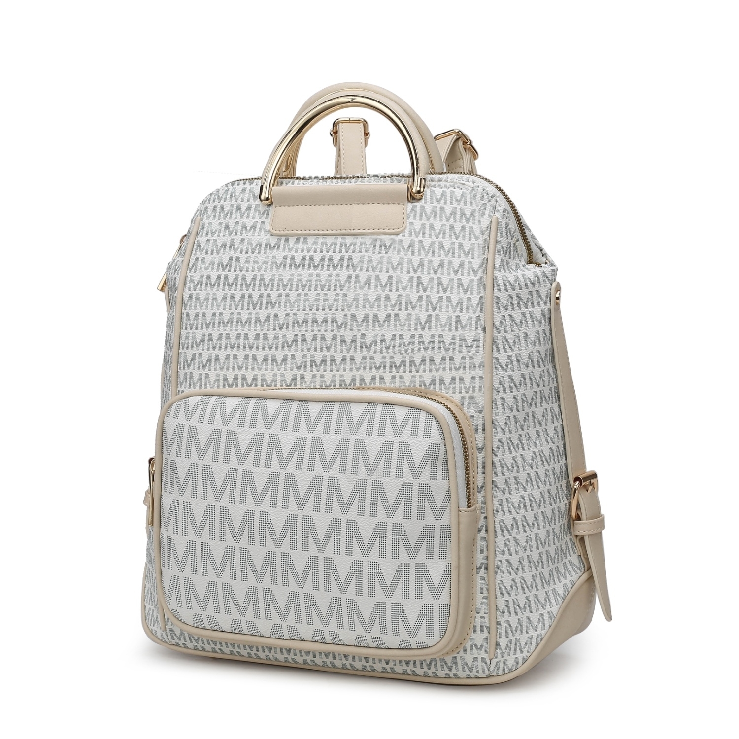 MKF Collection June M Logo Printed Vegan Leather Women's Backpack By Mia K - White