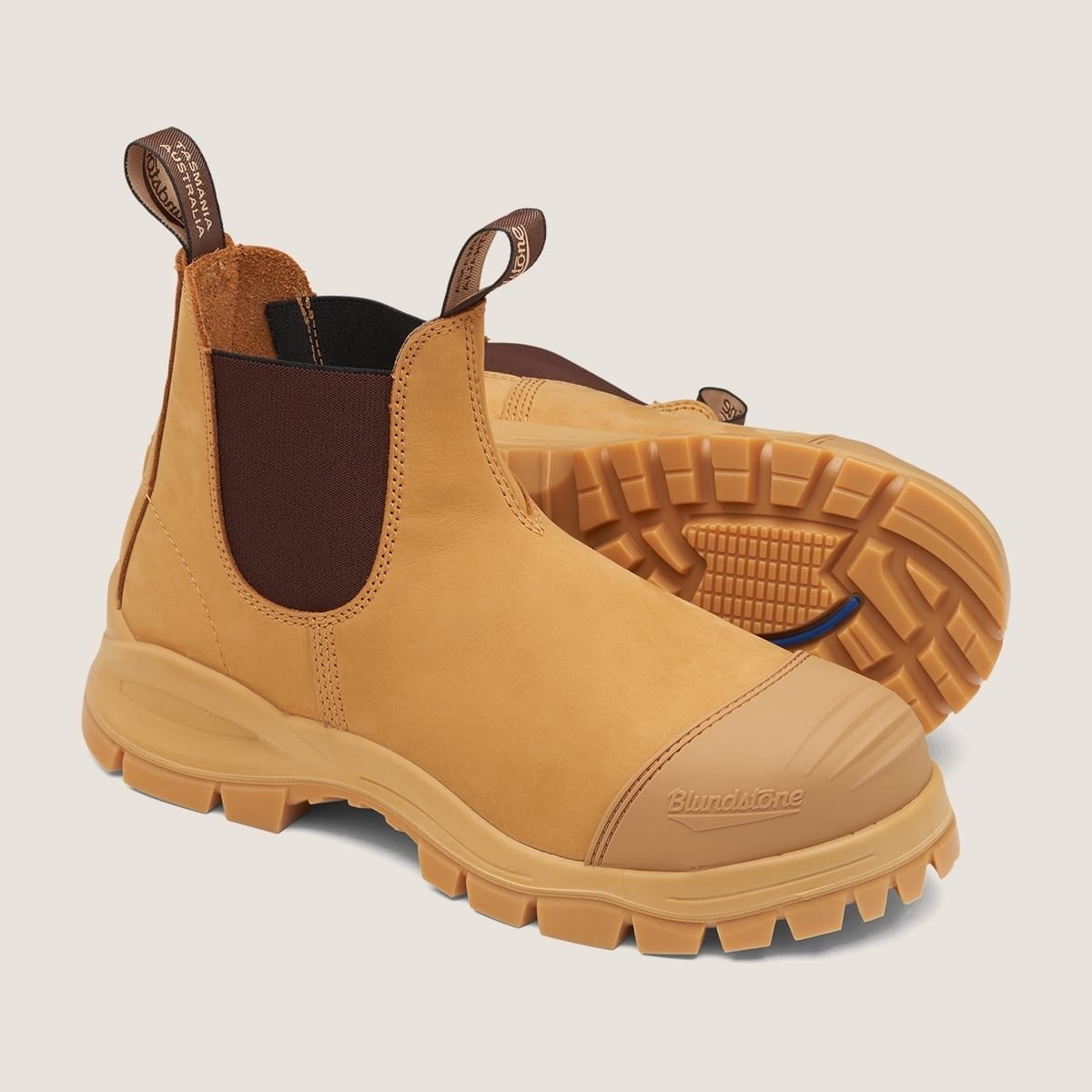 BLUNDSTONE SAFETY Men's Extreme Series Steel Toe Chelsea Work Boot Wheat - 989 WHEAT - WHEAT, 8.5