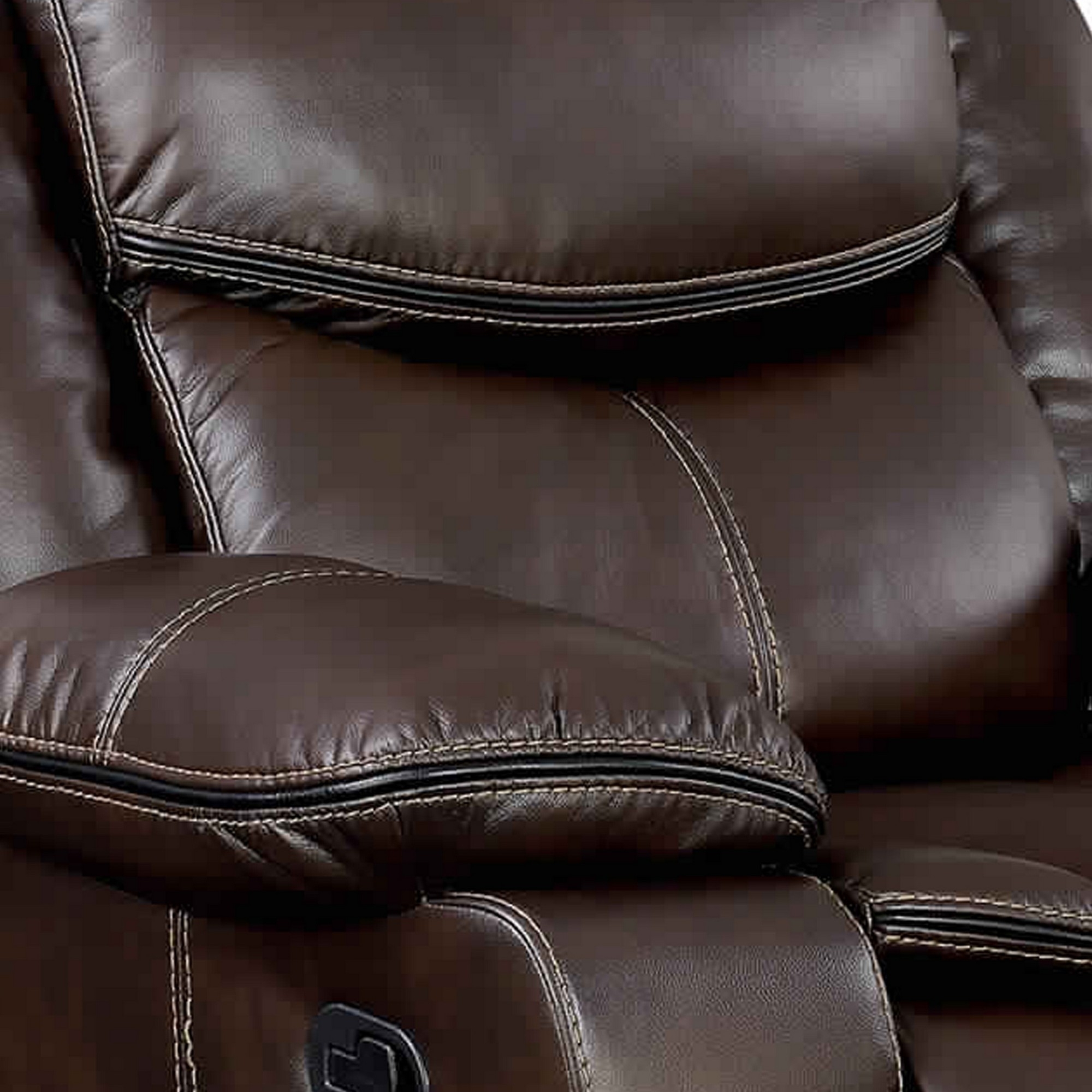 Leatherette Glider Recliner Chair With Large Padded Arms In Brown - Saltoro Sherpi
