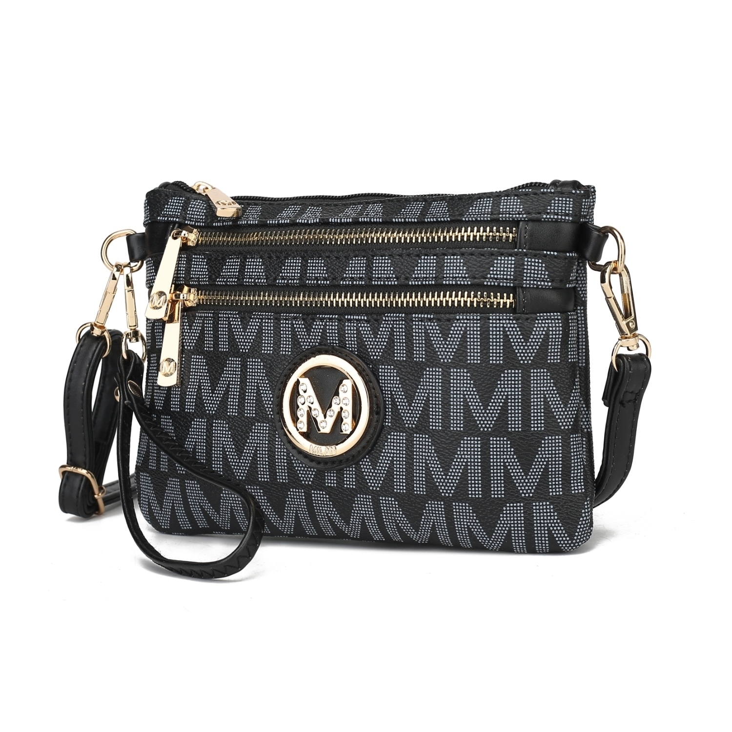 MKF Collection Geneve M Signature Crossbody Handbag & Wristlet By Mia K. - Black