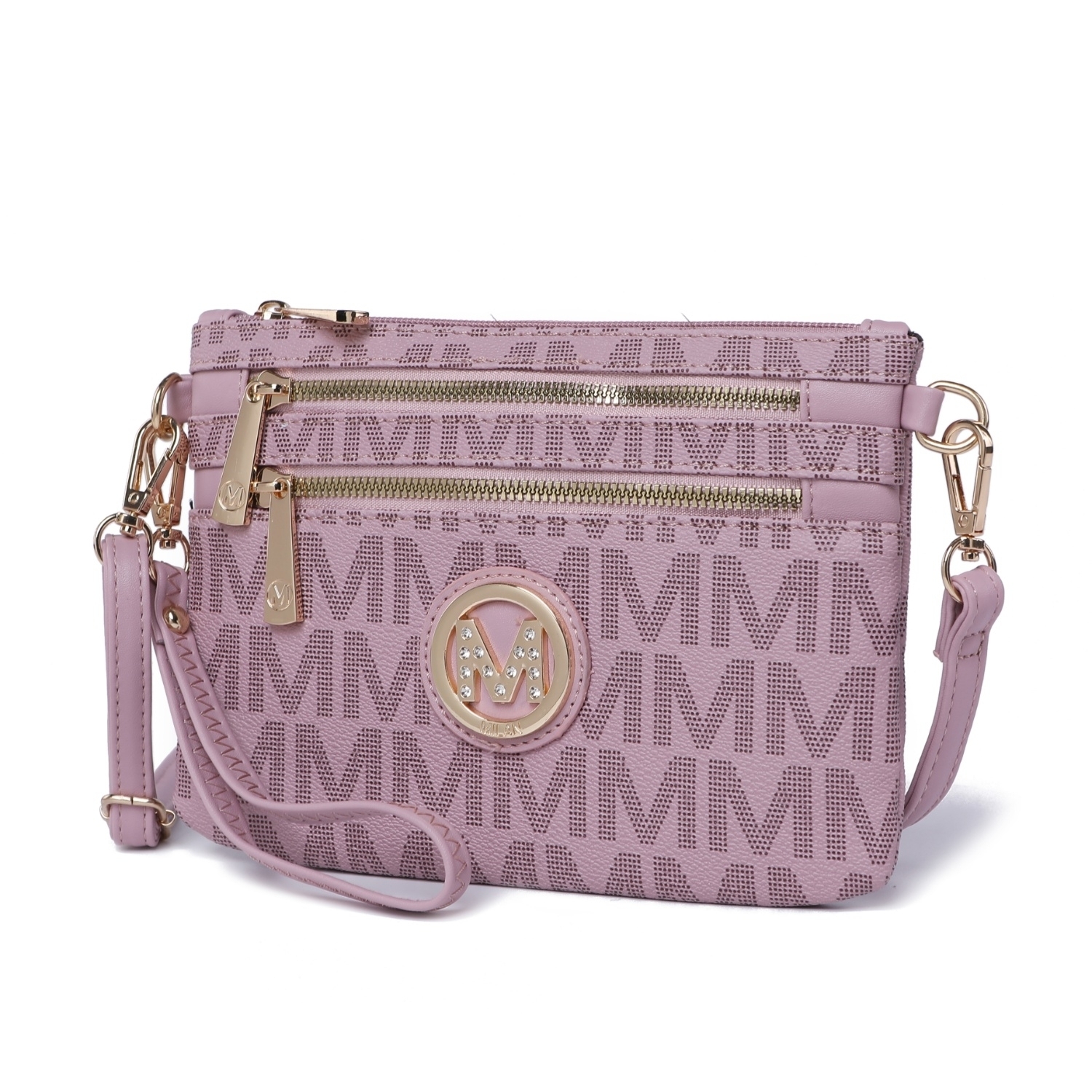 MKF Collection Geneve M Signature Crossbody Handbag & Wristlet By Mia K. - Dusty Rose