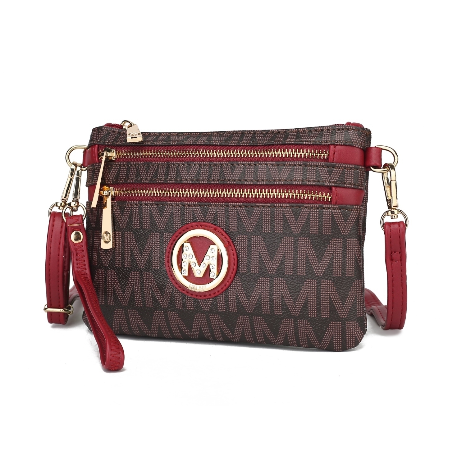MKF Collection Geneve M Signature Crossbody Handbag & Wristlet By Mia K. - Red