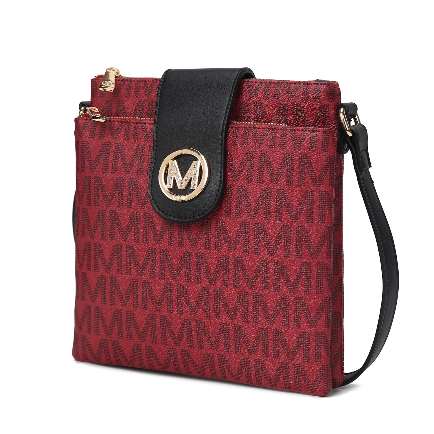 MKF Collection Wrigley M Signature Crossbody Handbag By Mia K. - Burgundy