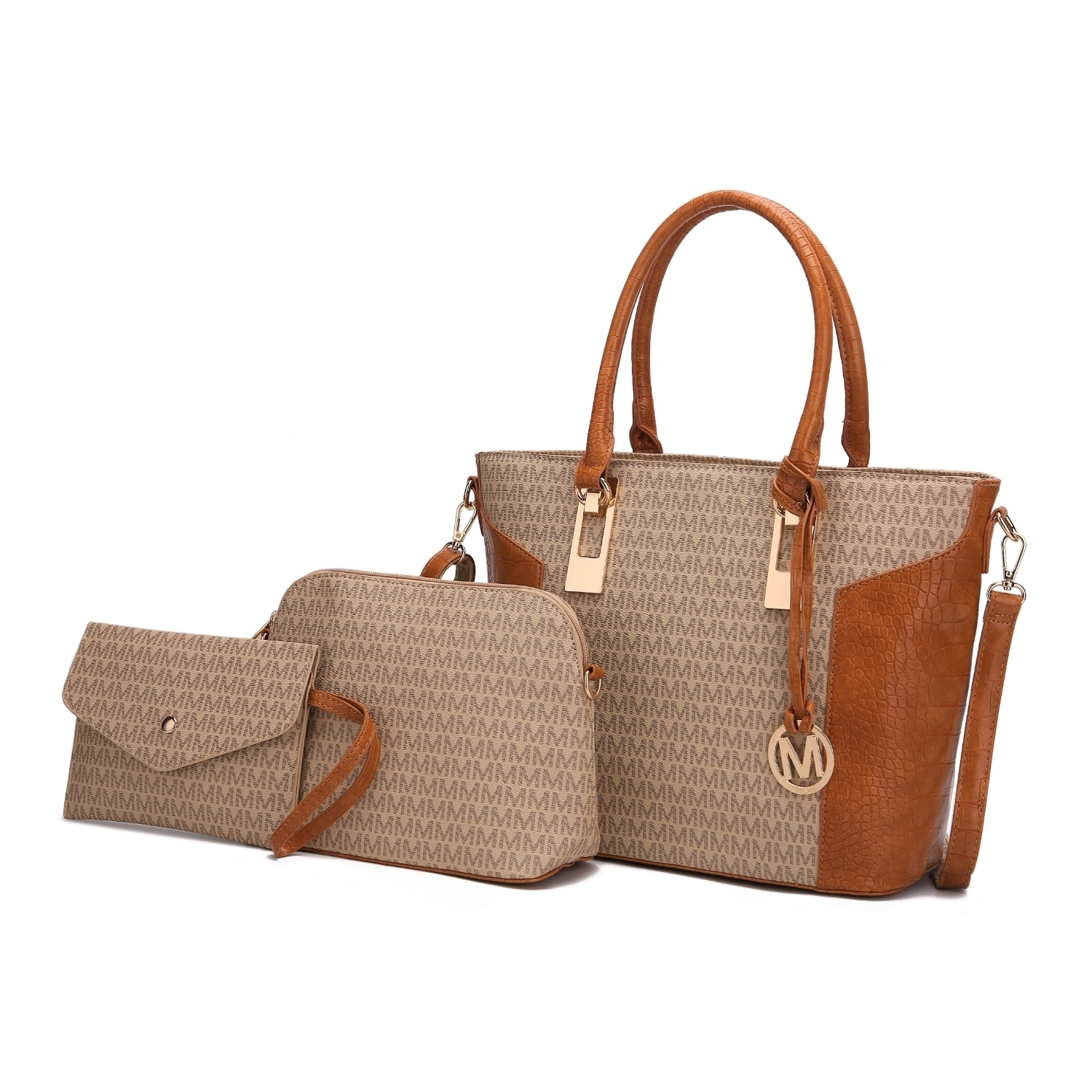 MKF Collection Shonda 3PC Tote Handbag With Cosmetic Pouch & Wristlet By Mia K. - Dusty Rose