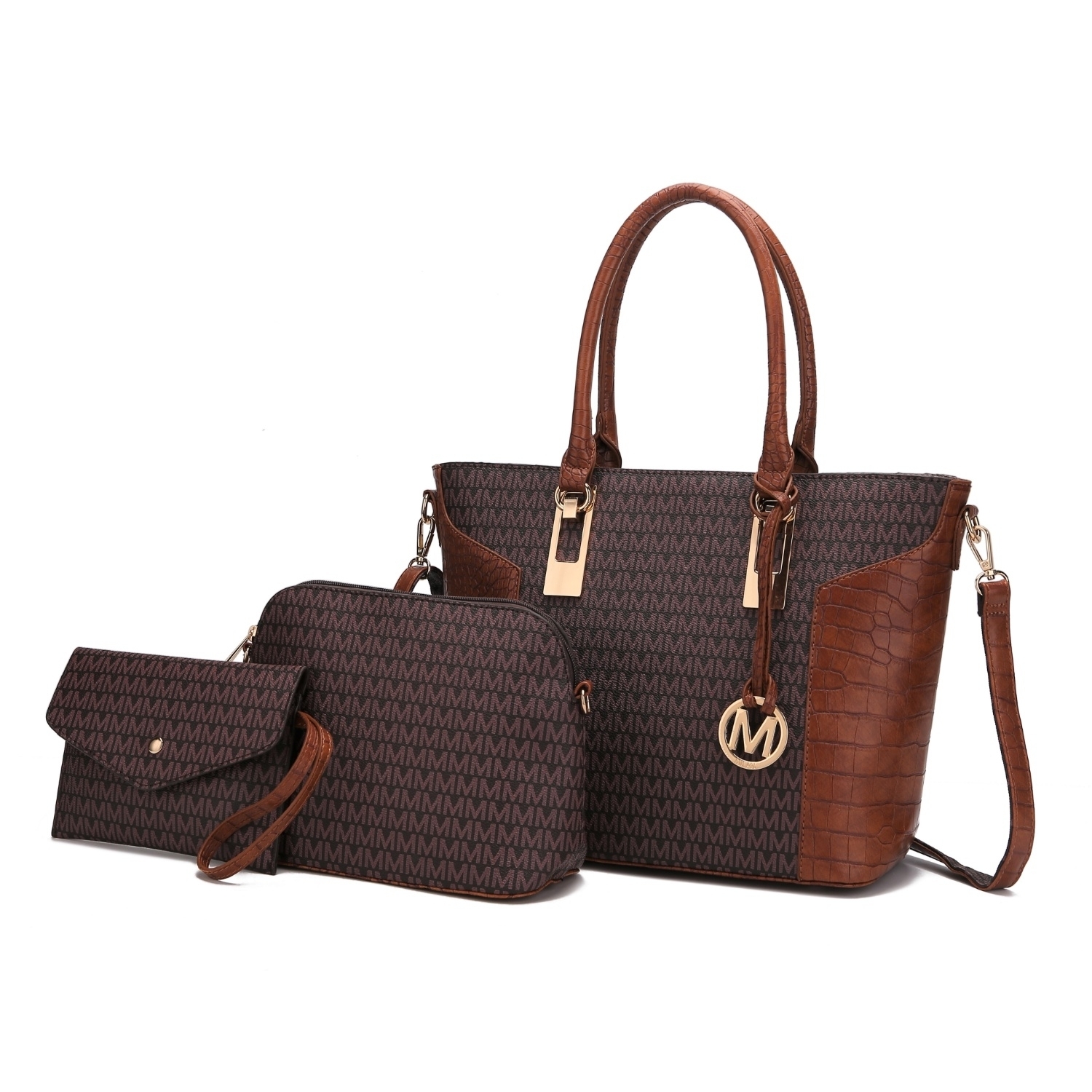 MKF Collection Shonda 3PC Tote Handbag With Cosmetic Pouch & Wristlet By Mia K. - Dusty Rose