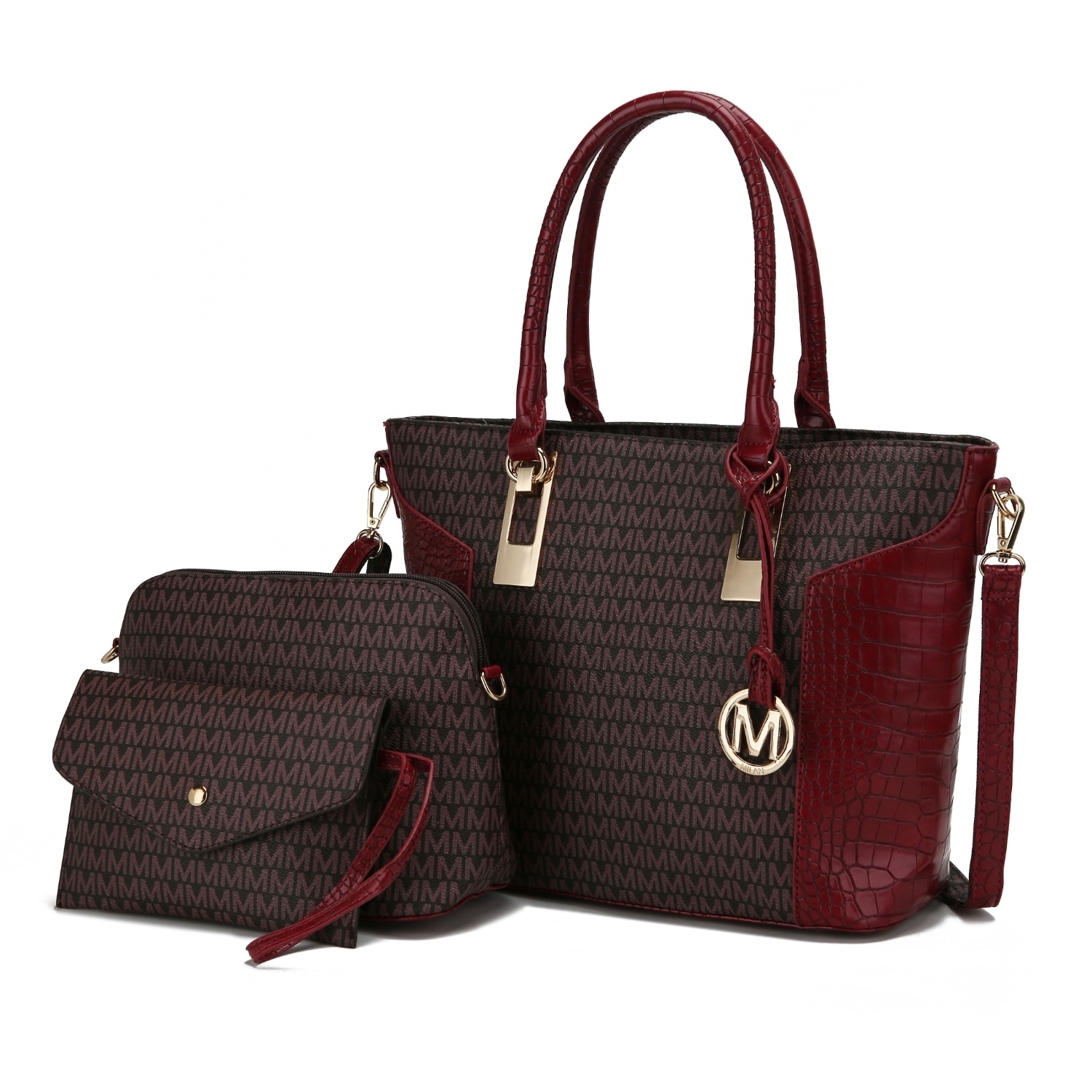 MKF Collection Shonda 3PC Tote Handbag With Cosmetic Pouch & Wristlet By Mia K. - Red