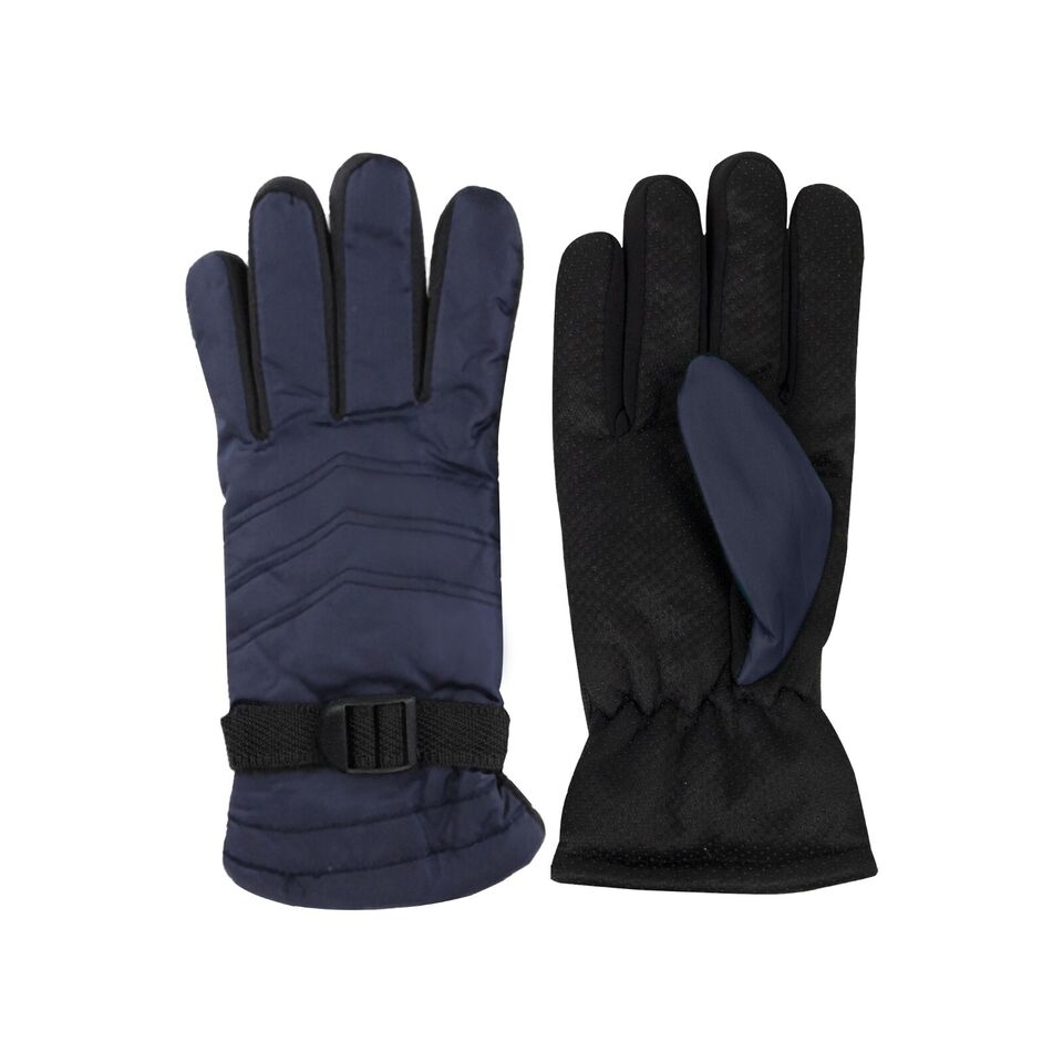 1-Pair Women's Cozy Fur Lined Snow Ski Warm Winter Gloves - Blue