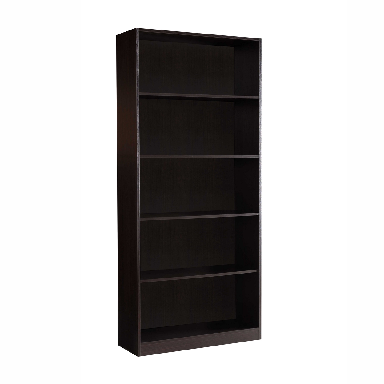 Spacious Dark Brown Finish Bookcase With 5 Open Shelves.- Saltoro Sherpi