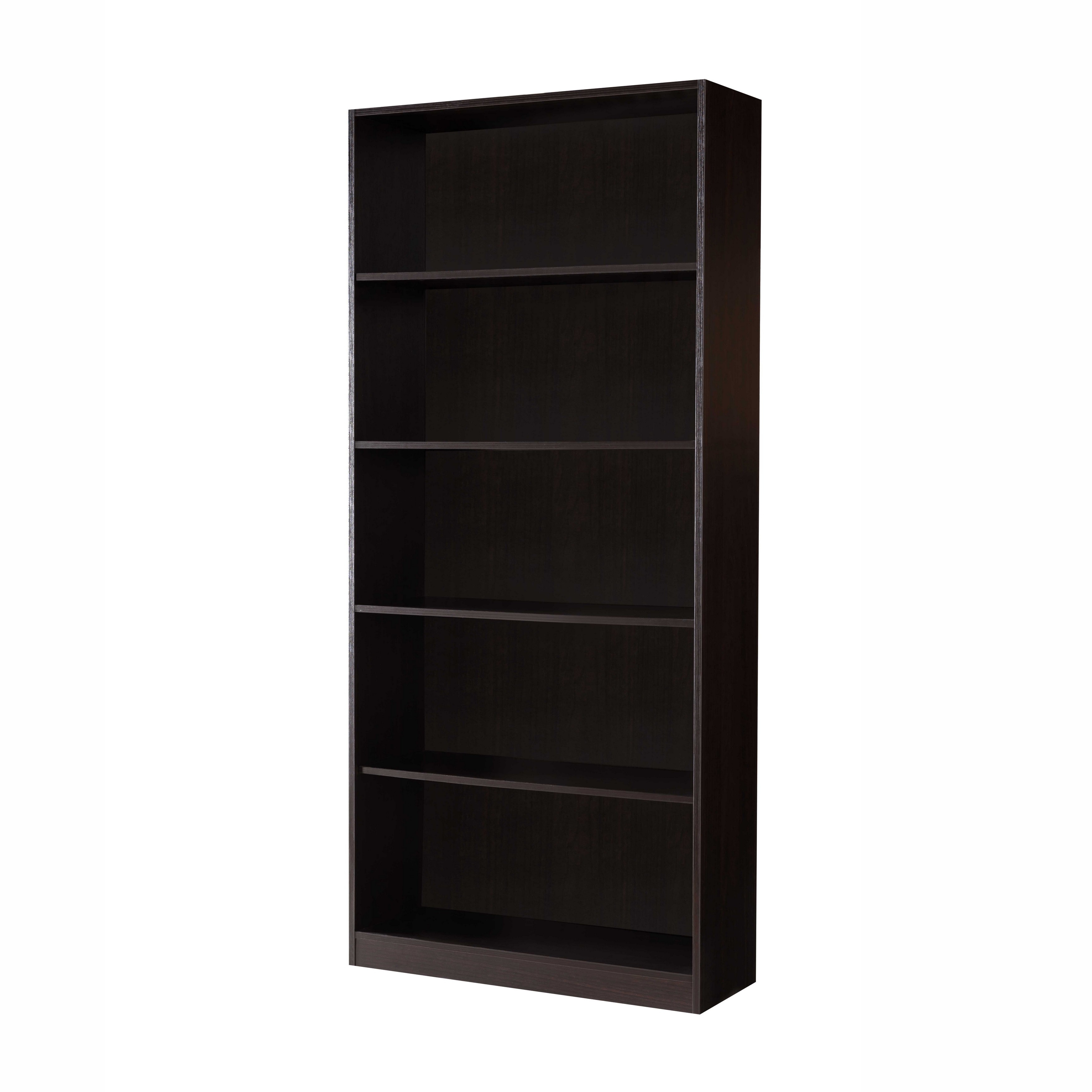 Spacious Dark Brown Finish Bookcase With 5 Open Shelves.- Saltoro Sherpi