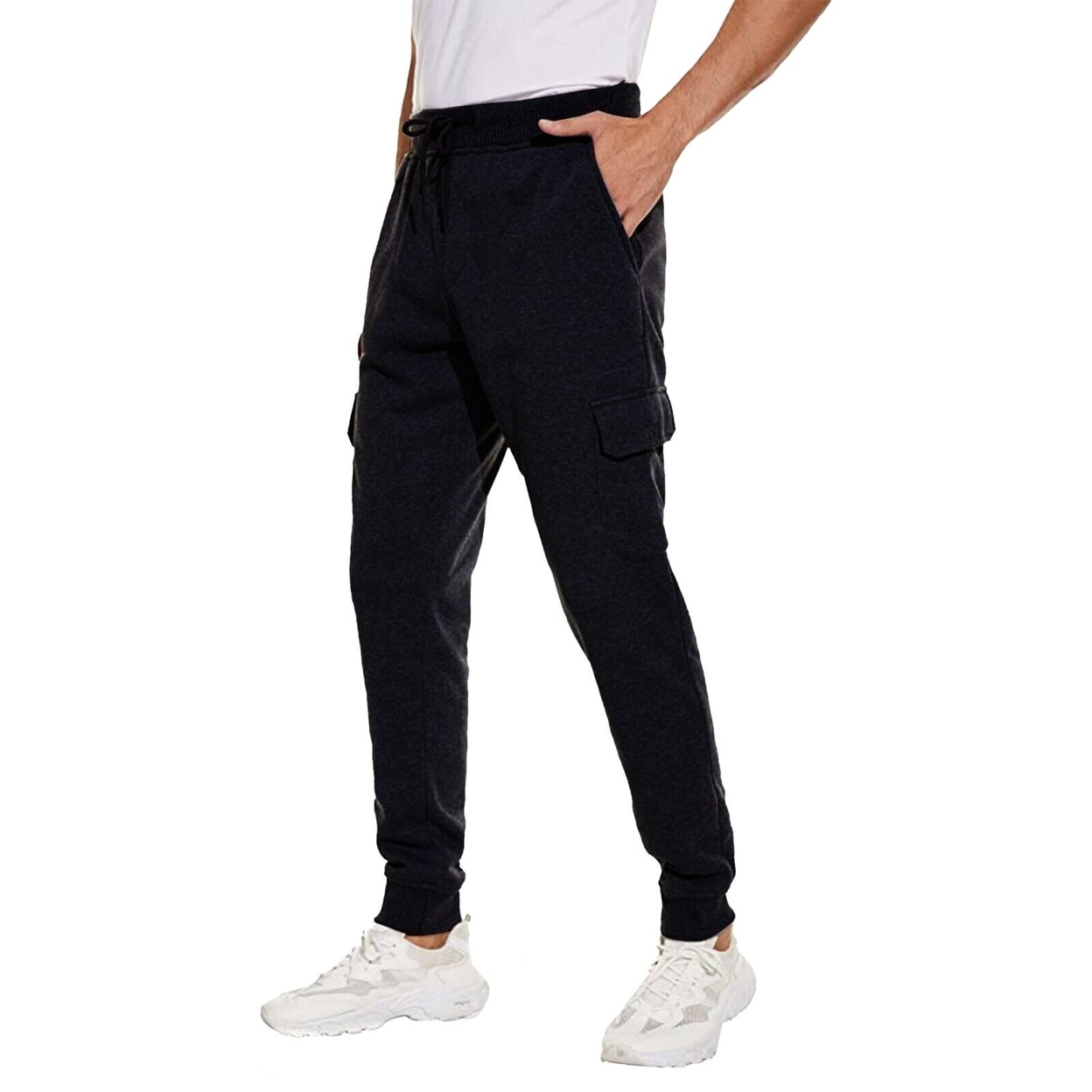 Men's Ultra Soft Winter Warm Thick Sweat Pant Athletic Sherpa Lined Jogger Pants - Navy, X-large