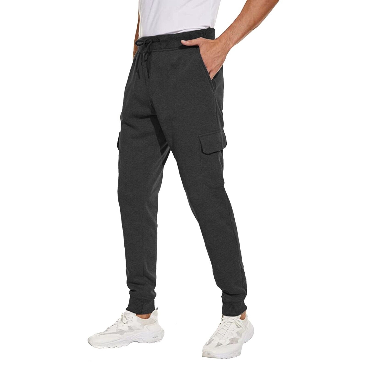 Men's Ultra Soft Winter Warm Thick Sweat Pant Athletic Sherpa Lined Jogger Pants - Black, Large