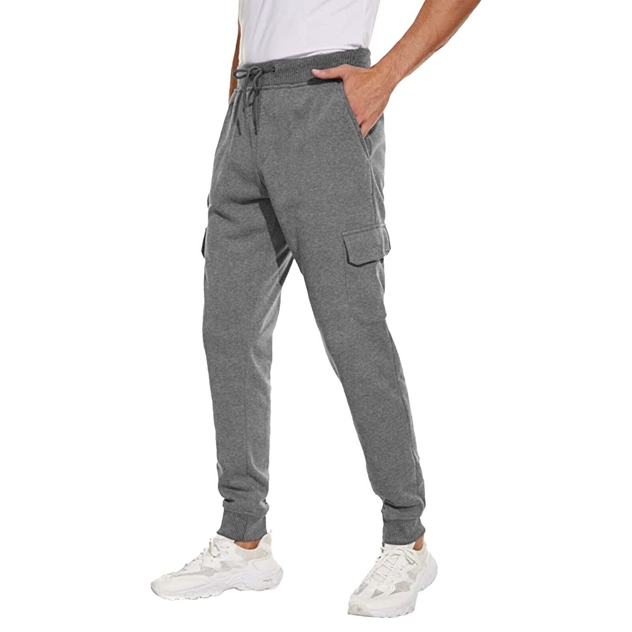 Men's Ultra Soft Winter Warm Thick Sweat Pant Athletic Sherpa Lined Jogger Pants - Grey, X-large