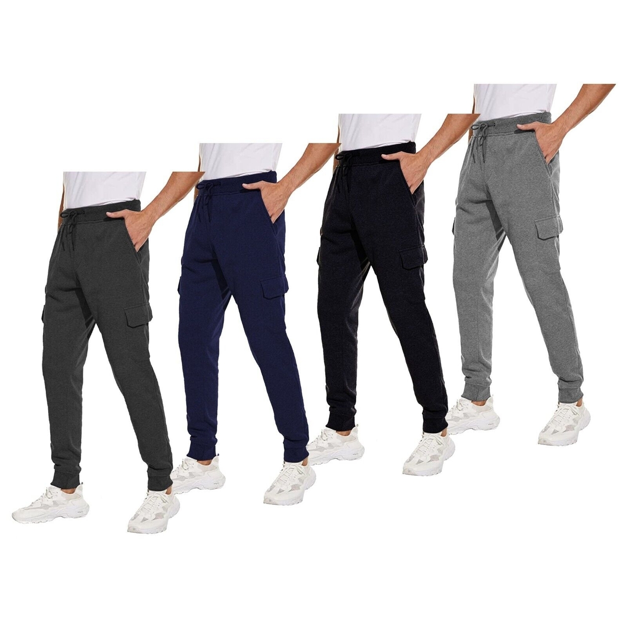 3-Pack Men's Ultra Soft Winter Warm Thick Athletic Sherpa Lined Jogger Pants - Assorted, 3xl