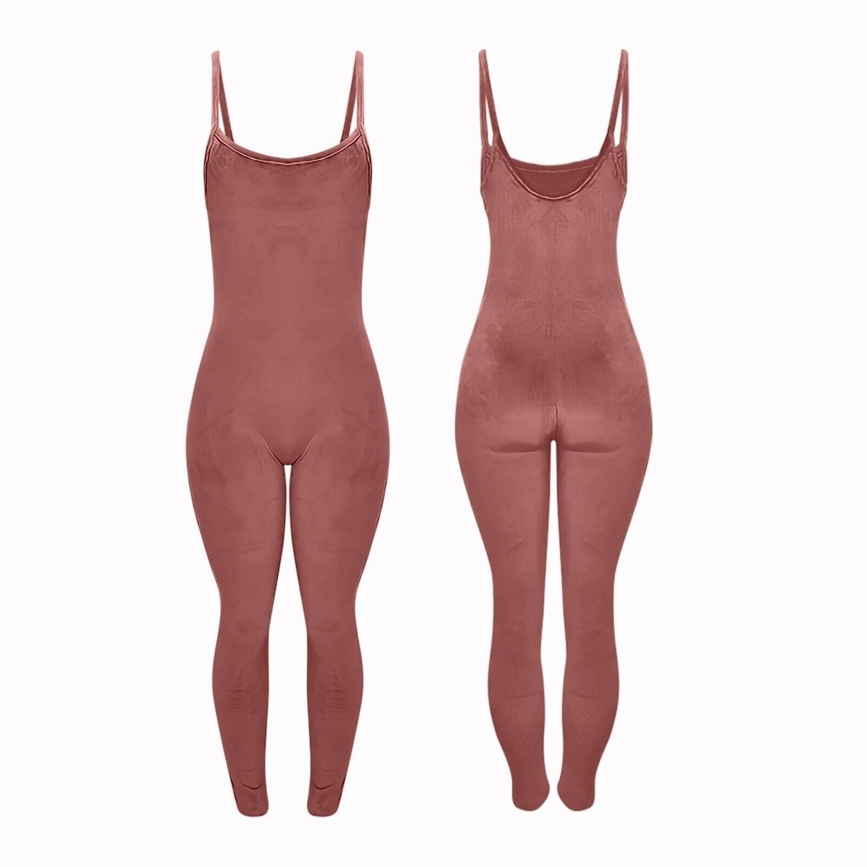 Women Ultra-Soft Comfy Smooth Sleeveless Spaghetti Strap Velvet Body Jumpsuit - Rose, Medium