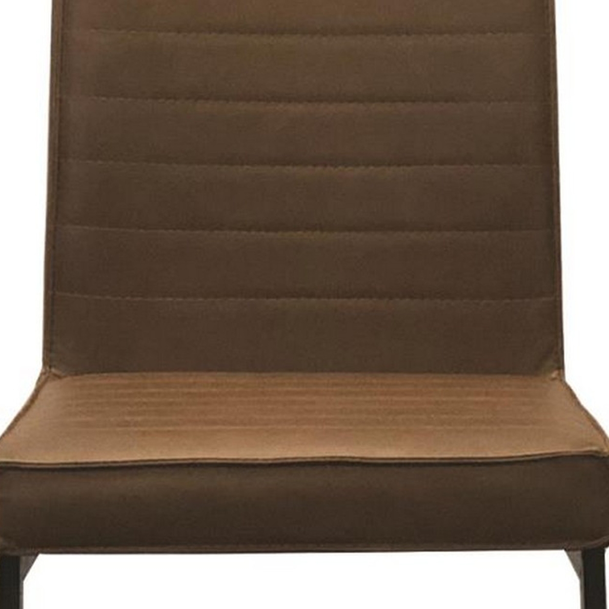 25 Inch Cantilever Counter Stool Chair, Channel Tufted Brown Vegan Leather- Saltoro Sherpi