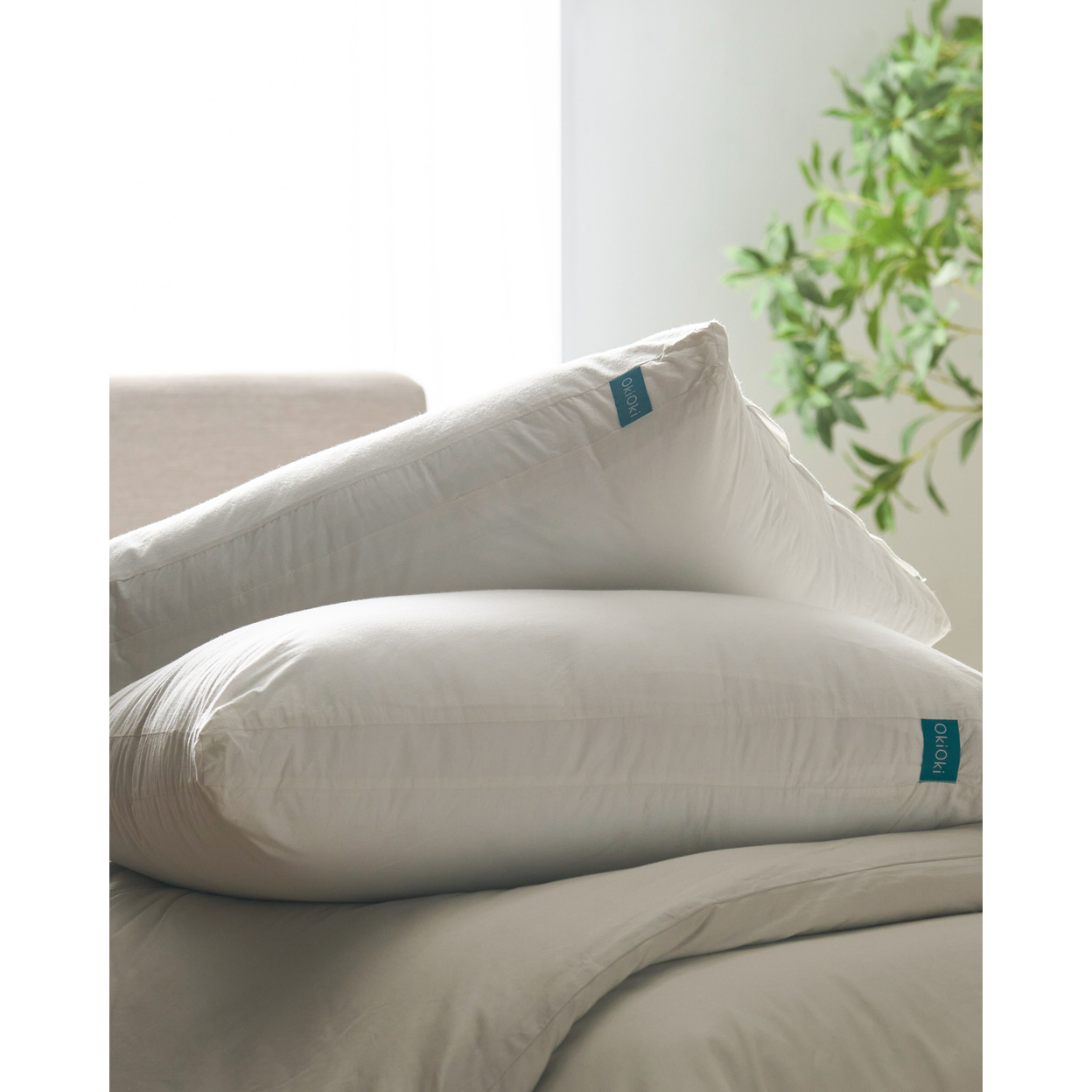OkiOki Cotton Pillow, White - Medium(set Of 2)