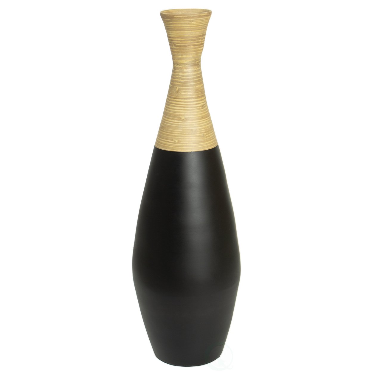 31.5 Inch Spun Bamboo Tall Trumpet Floor Vase - Decorative Home Accent, Natural Bamboo, Indoor Decoration, Sustainable Materials - Black