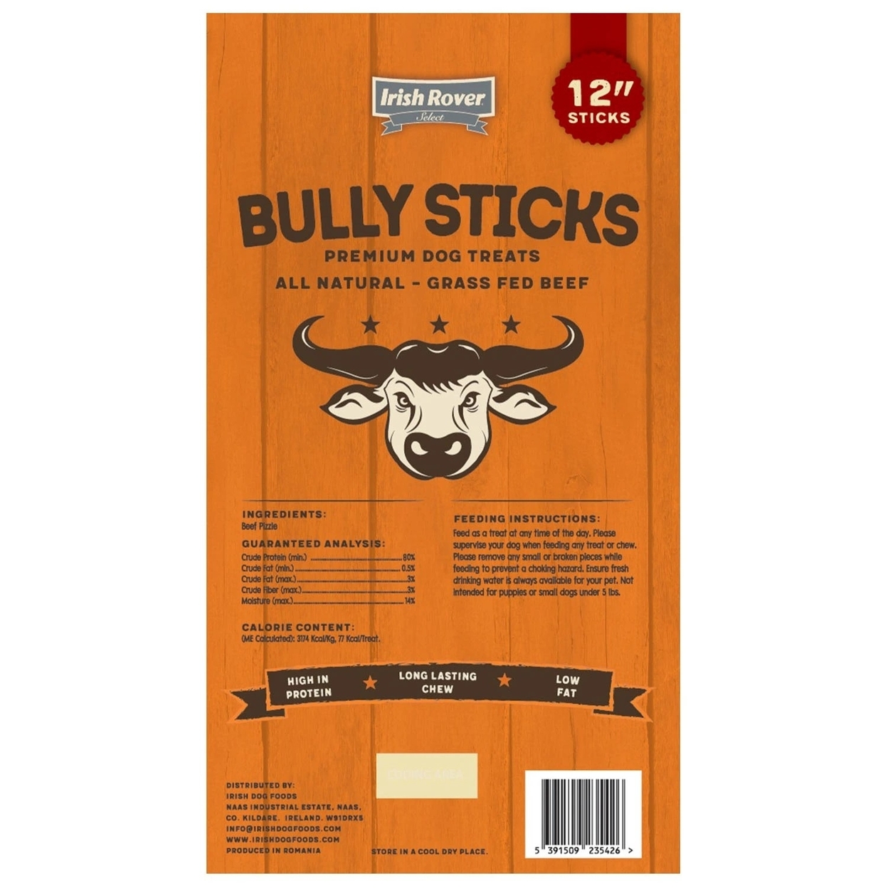 Irish Rover Beef Bully Sticks, 12 Inch (16 Ounce)