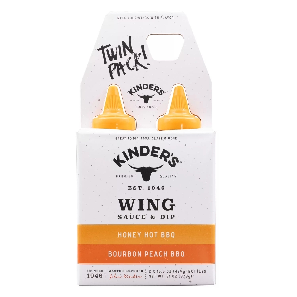 Kinder's Bourbon Peach & Honey Hot Wing Sauce, 15.5 Ounce (Pack Of 2)