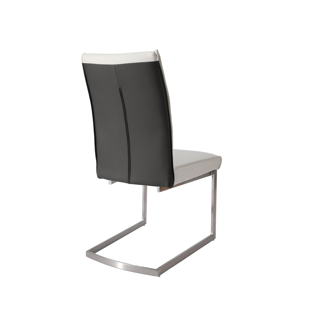 Gene 25 Inch Dining Chair, Set Of 2, Cantilever, Vegan Leather, Off White - Saltoro Sherpi