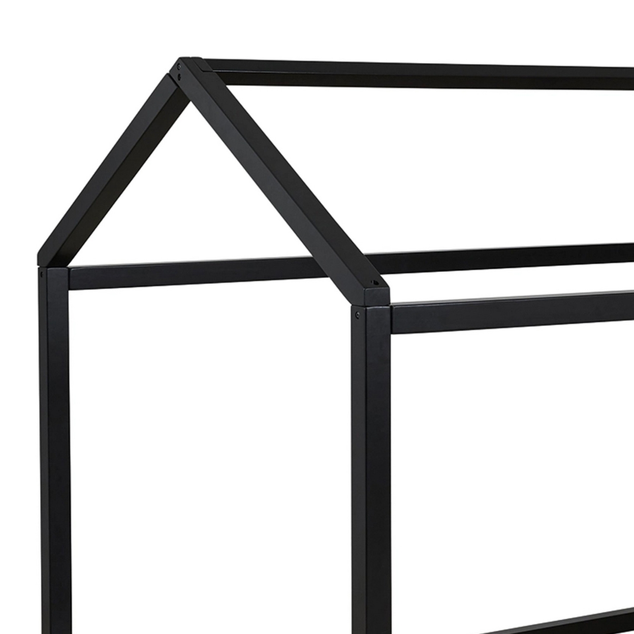 Full Bed Frame With House Shaped Design, Black- Saltoro Sherpi