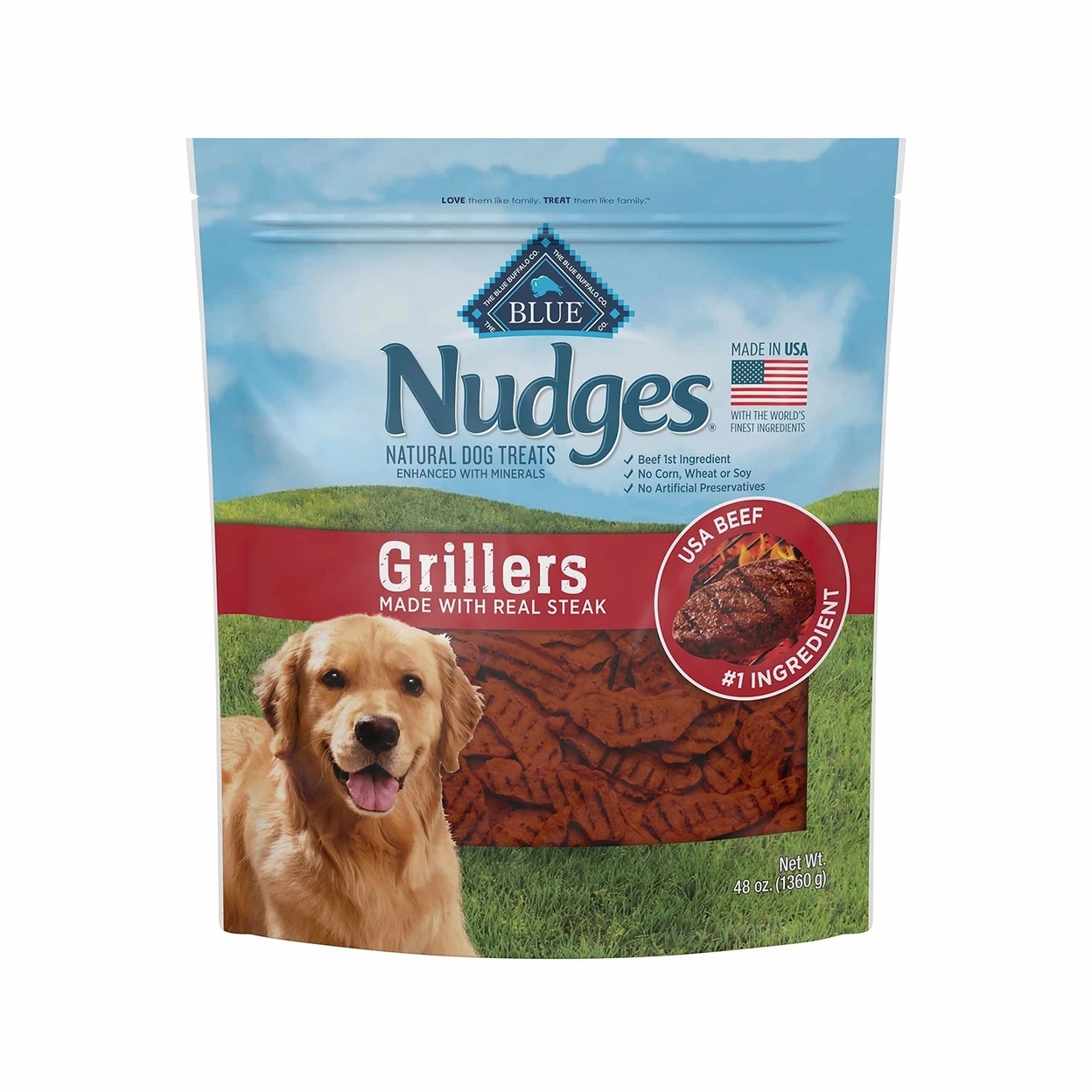 Blue Buffalo Nudges Grillers Natural Dog Treats, Steak Flavored (48 Ounce)
