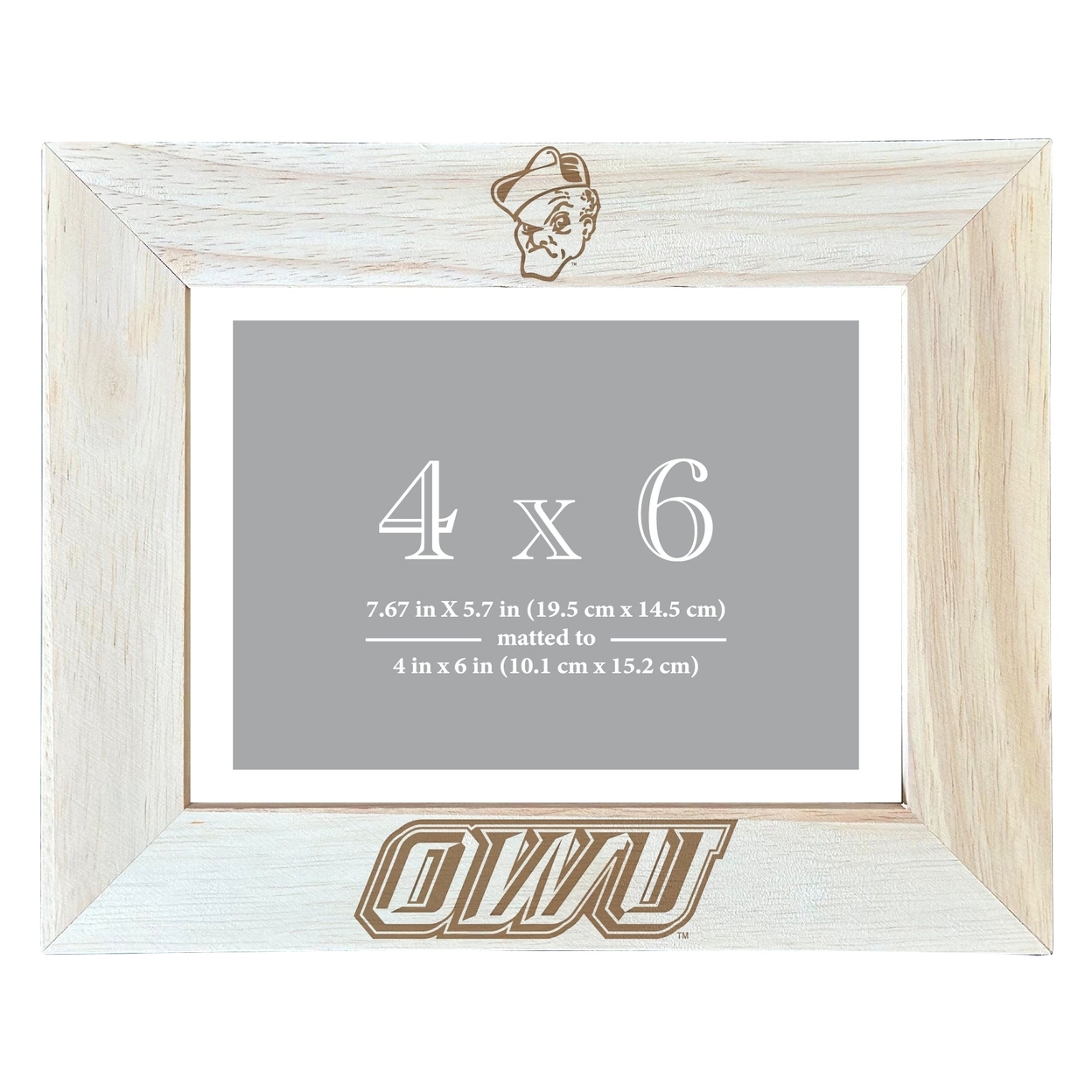 Ohio Wesleyan University Wooden Photo Frame Matted To 4 X 6 Inch - Etched