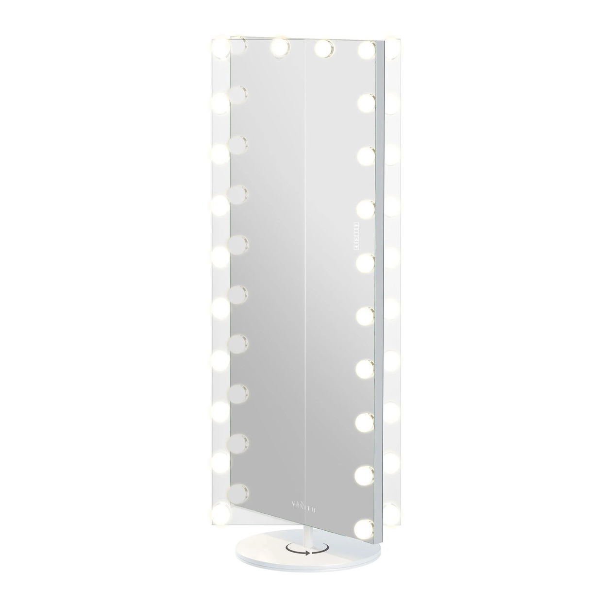 Ziya 26 X 63 Vanity Mirror, Full Length, 22 Bulbs, Bluetooth Speaker, White - Saltoro Sherpi