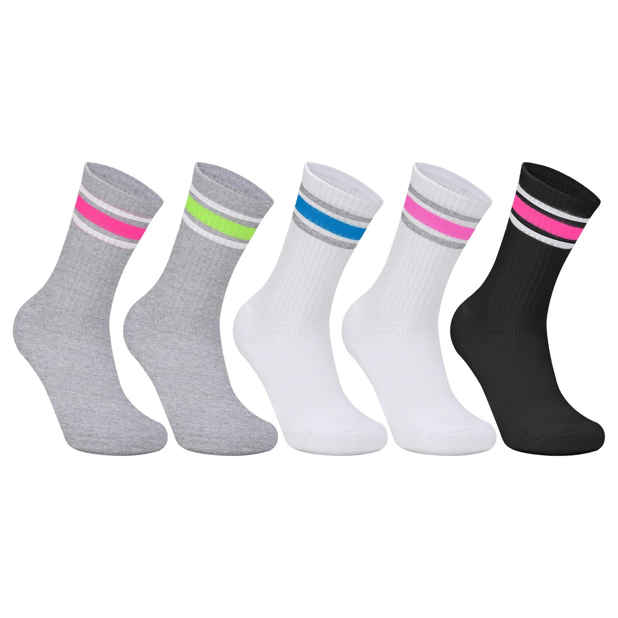 5-Pairs Womens Ultra-Soft Cozy Moisture-Wicking Athletic Sporty Crew Socks